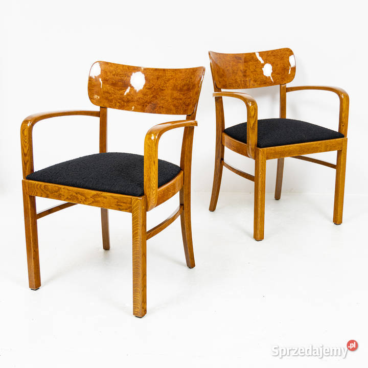 Meble art deco stół krzesła i komoda sygnatura Swarzędz