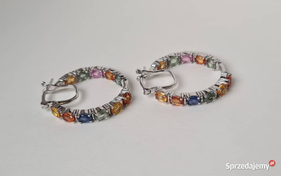 Srebrne kolczyki z szafirami korowymi