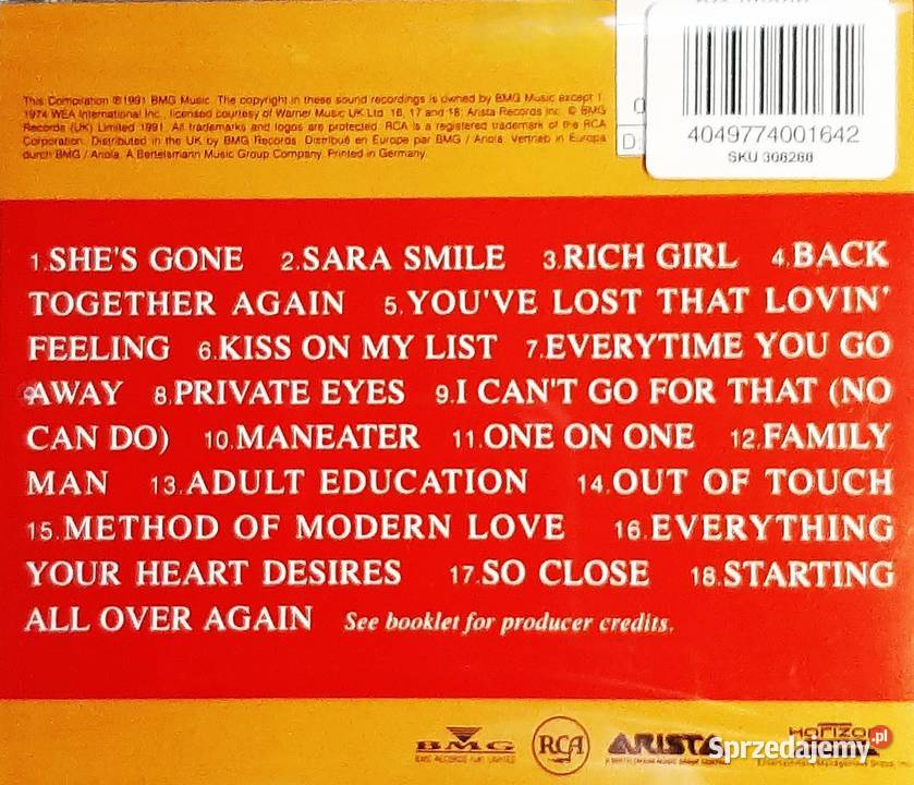 Kultowy Album Zespołu CD DARYL HALL JOHN OATES Poznań