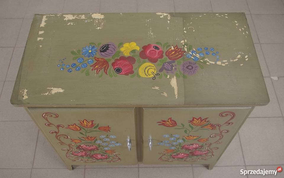 Szafka malowana ręcznie kwiaty handmade 4809 Nysa