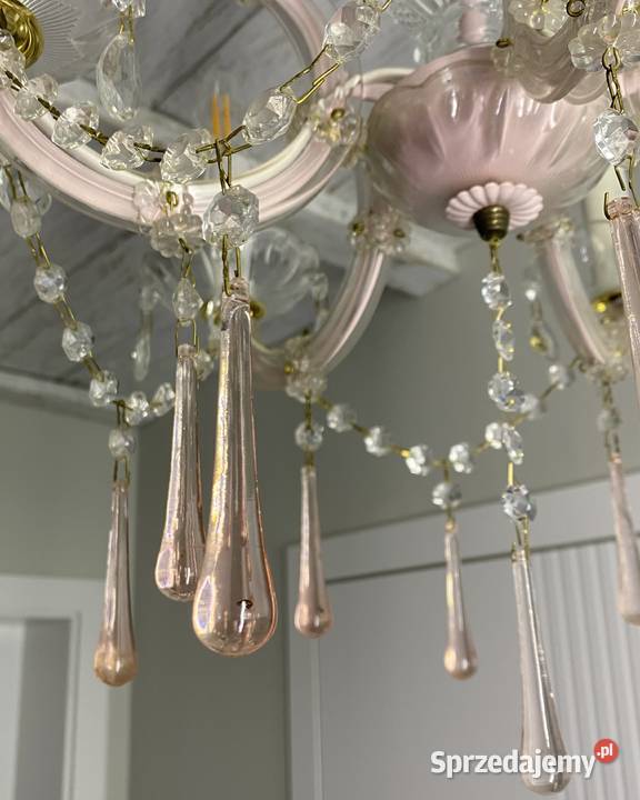 Francuski Żyrandol vintage 8 Lampa 5ram róż Poznań