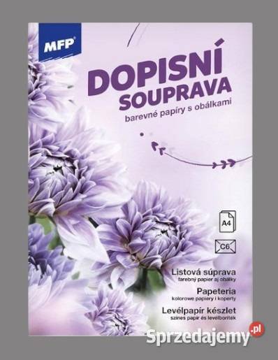 Papeteria Lux do pisania kartki i koperty w Kwiaty fioletowe a4