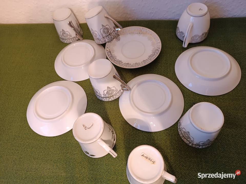 Filiżanki srebrzona porcelana Gorlice