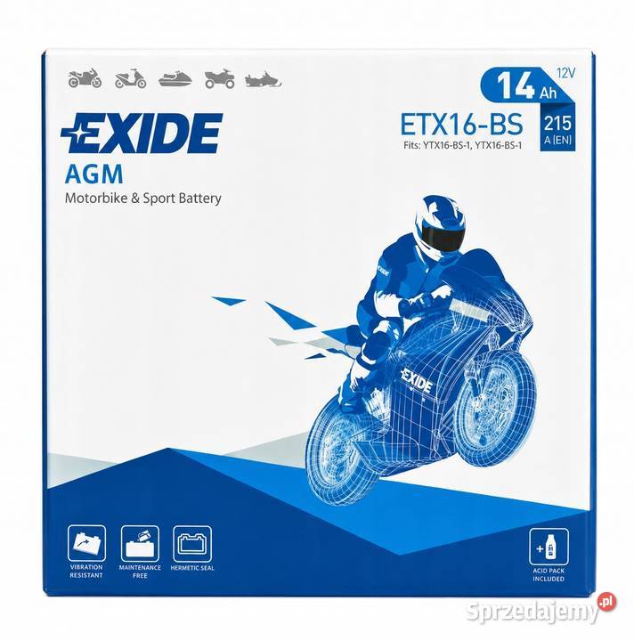 Akumulator EXIDE ETX16BS 12V 14Ah 215A osobowe Jelcz-Laskowice sprzedam