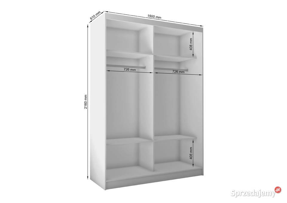 Szafa150 z lustrem i lamelami w różnych kolorach