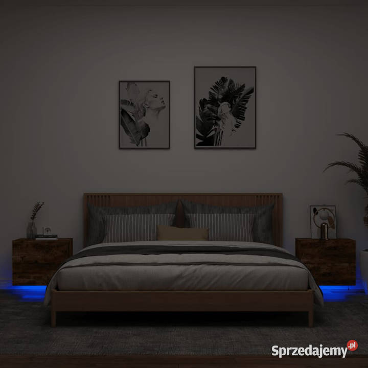 Wiszące szafki nocne z LED 2 przydymiony dąb Warszawa sprzedam