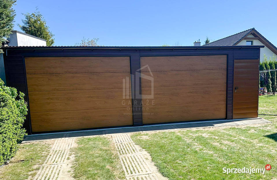 Garaż blaszany 8x6m 2x brama segmentowa drzwi blacha Słupsk