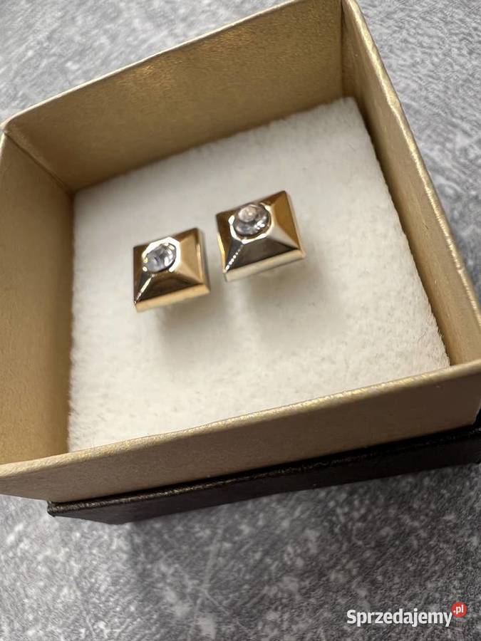 Kolczyki złote z diamentem kwadratowe kwadrat Jasło