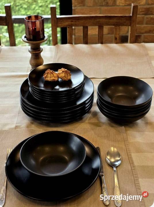 PROMOCJA 139 Zestaw obiadowy 18 elementów czarny Zabrze sprzedam