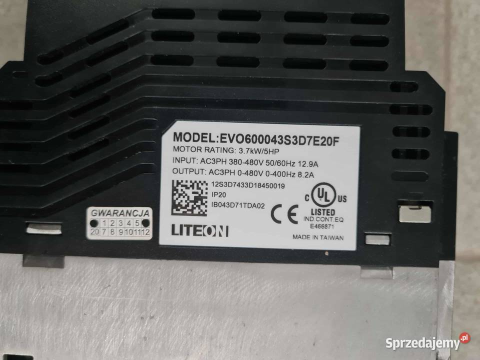 Falownik wektorowy 37kW Liteon EVO600043S3D7E20F Pozostałe Bratoszewice sprzedam