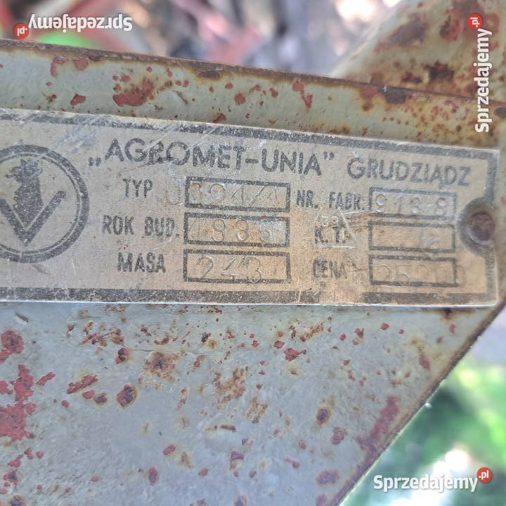 Pług 2 skibowy Unia Grudziądz Oryginał 1985r do opolskie