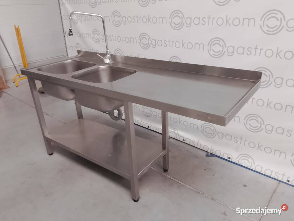 Stół z 2 zlewamiL półką i miejscem na zmywarkę