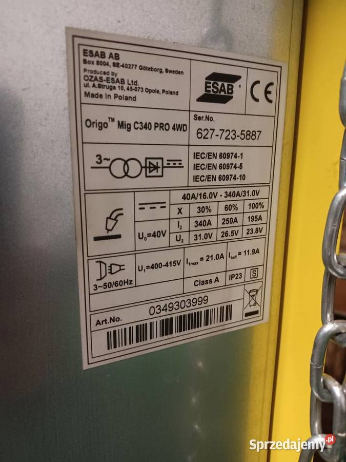 Spawarka migomat ESAB ORIGO MIG C340 PRO 4WD