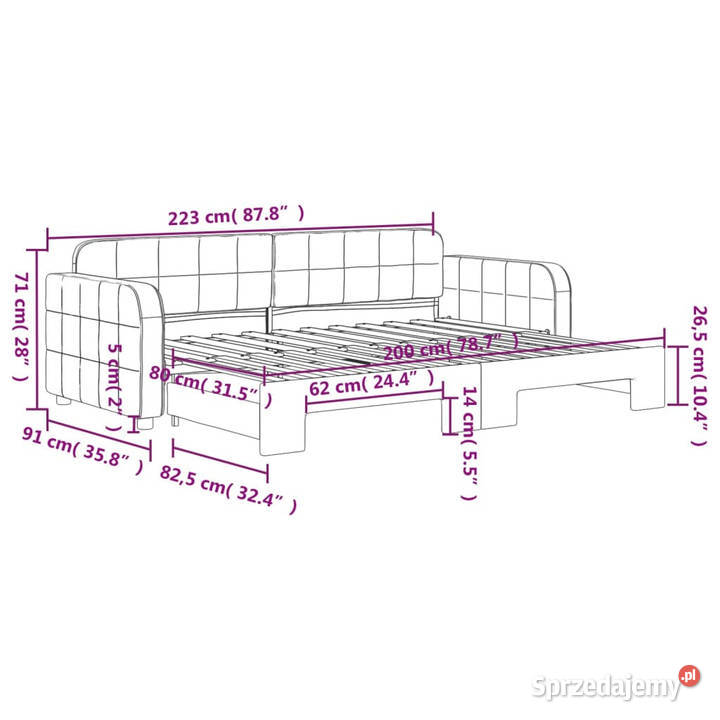 Sofa rozsuwana różowa aksamit 80x200 WM3196925 Warszawa sprzedam