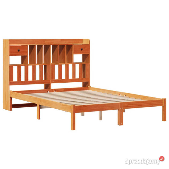 Łóżko z regałem bez materaca lite drewno sosnowe 110cm