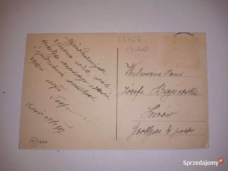 Przedwojenna pocztówka Z powinszowaniem Imienin