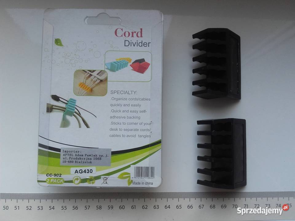 Organizer kabli na biórko Cord Divider czarny Uchwyty