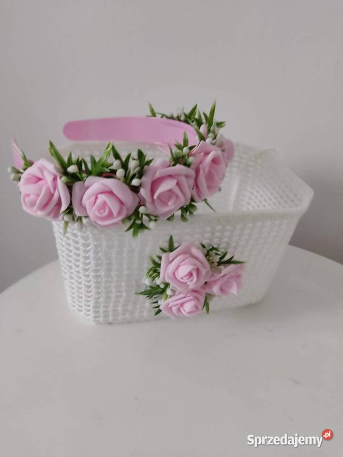 Koszyczek i opaska szydełkowe na Boże Cialo Rozmiar 110 Dębica