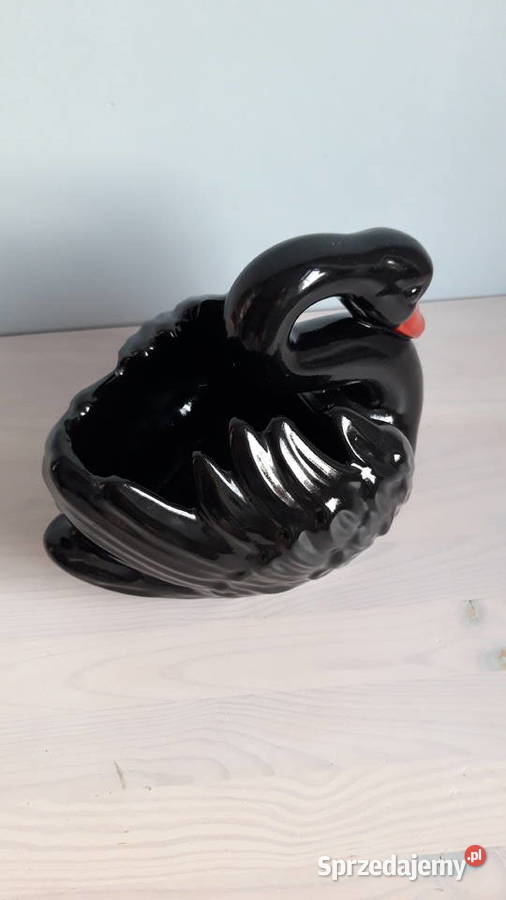 Czarny łabędź ceramiczny Austria Gmundner czarny Głuchołazy