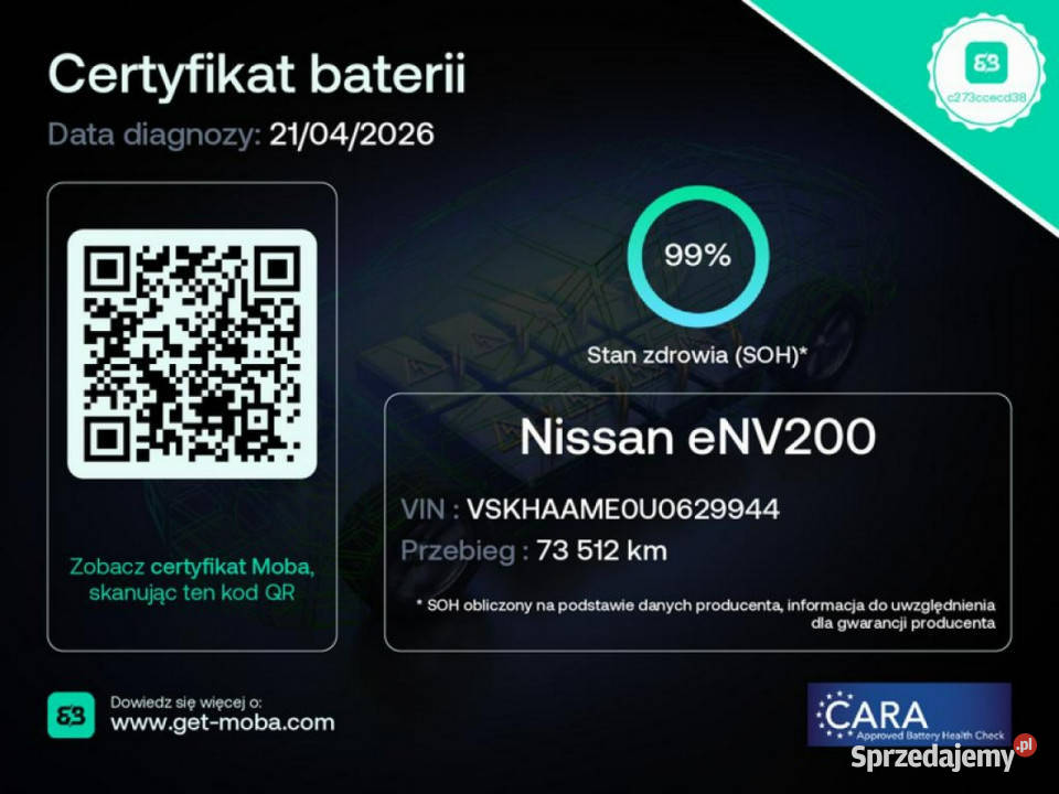 Nissan ENV200 XL VOLTIA Salon Polska autoalarm Warszawa