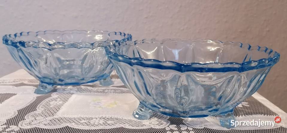 Dwie szklane salaterki Huta Ząbkowice Prawdziwy Piekary Śląskie