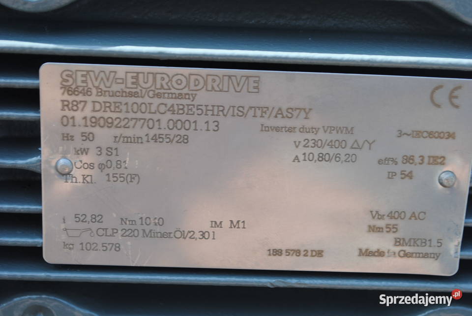 Motoreduktor 3kw 28obrmin z hamulcem Kargowa