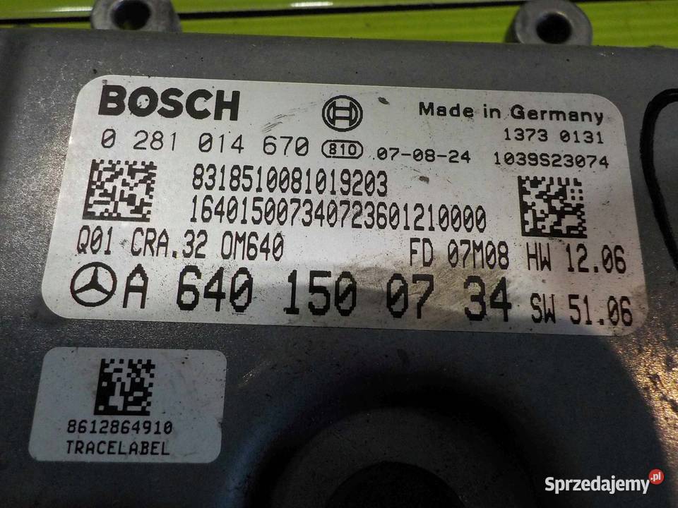 W245 20 CDI 07r sterownik silnika A6401500734