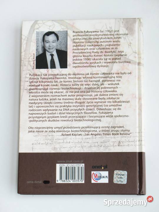 Koniec człowieka Francis Fukuyama Książki i Podręczniki Kraków