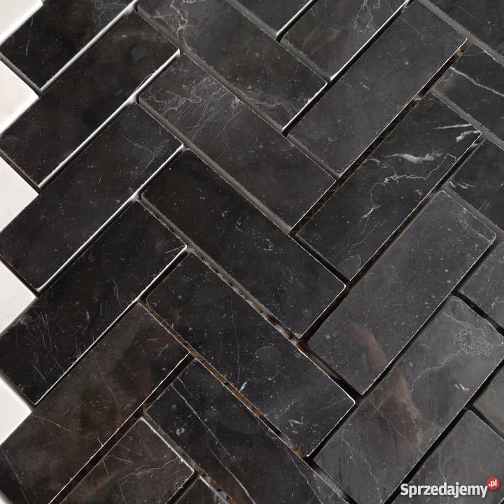 Mozaika Jodełka Nero Marquina poler 25x75 Ostroszowice sprzedam