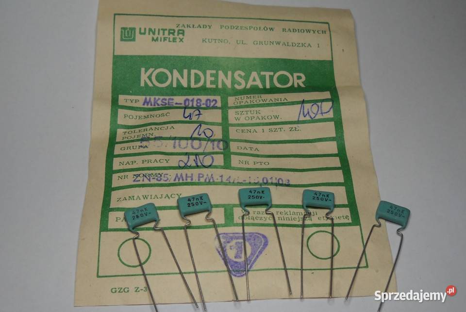 Kondensator 47nF 250V MKSE01802 Unitra MIFLEX Gdańsk