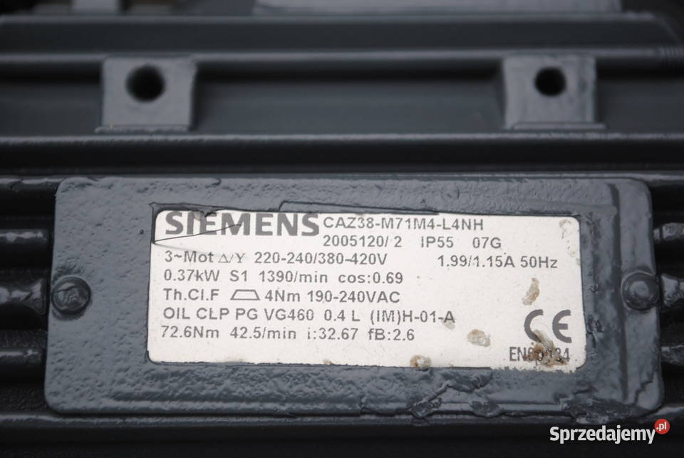 Motoreduktor kątowy 037kw 425obrmin z hamulcem Kargowa