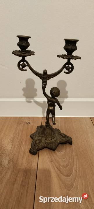 Mosiężny Świecznik Cherubinek Pozostałe podkarpackie Jasło