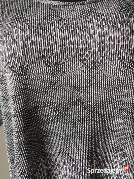 Długa Suknia kolor szary krótki rękaw wzór skóra Rozmiar 46 Krosno