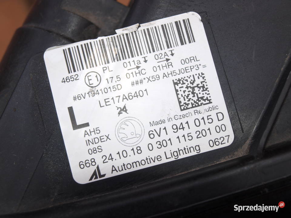 Skoda Fabia 3 III lift lampa lewa przód zwykła Lampy przednie Kalisz