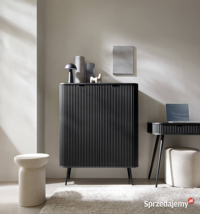 Wysoka komoda ZOVA biała kaszmir czarna Szybka Wrocław