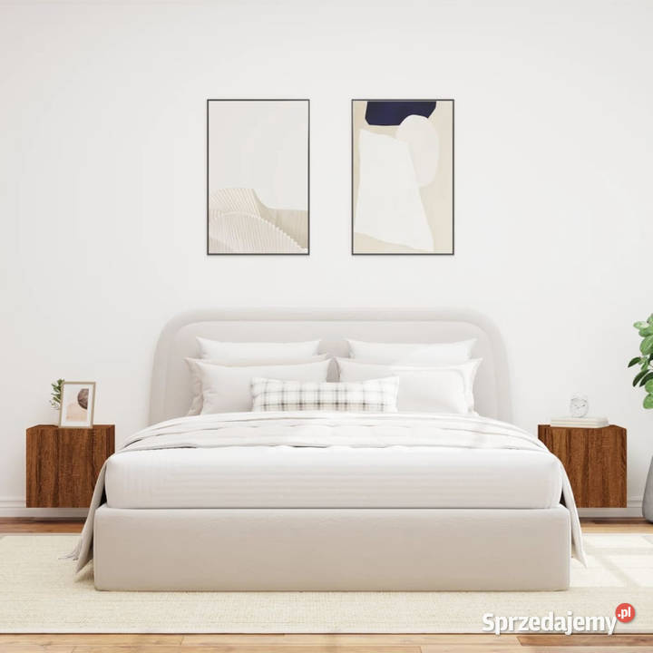 Ścienne szafki TV z LED 2 brązowy dąb 405x35x40 mazowieckie