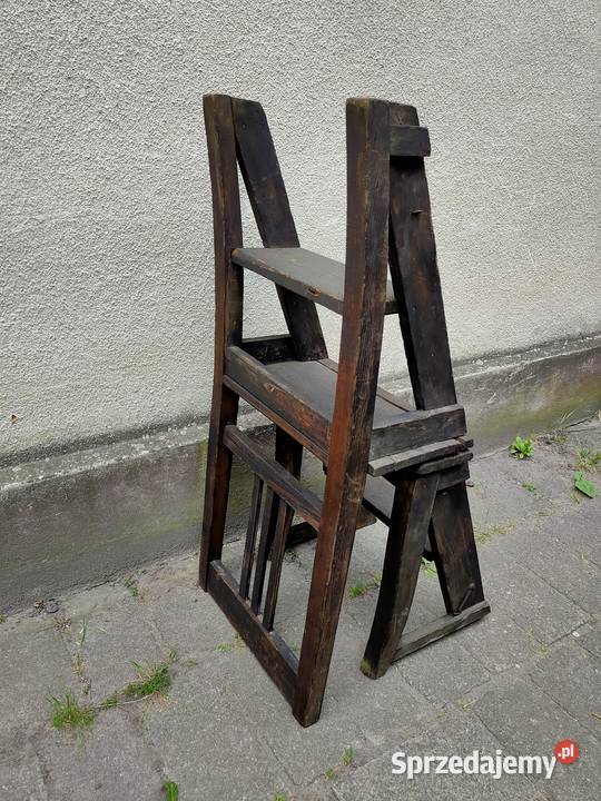 Antyczne krzesło schodki drabinka 788 wielkopolskie Kościan