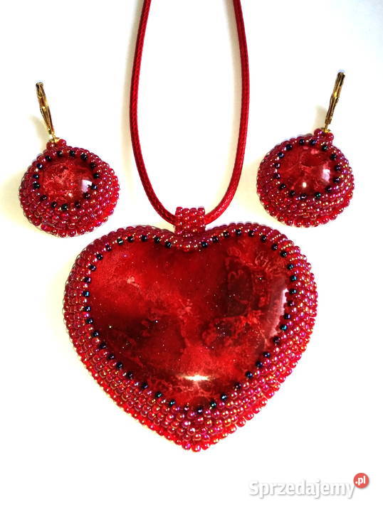 SERCE Z ŻYWICY W KORALIKACH KOMPLET Pozostałe Warszawa