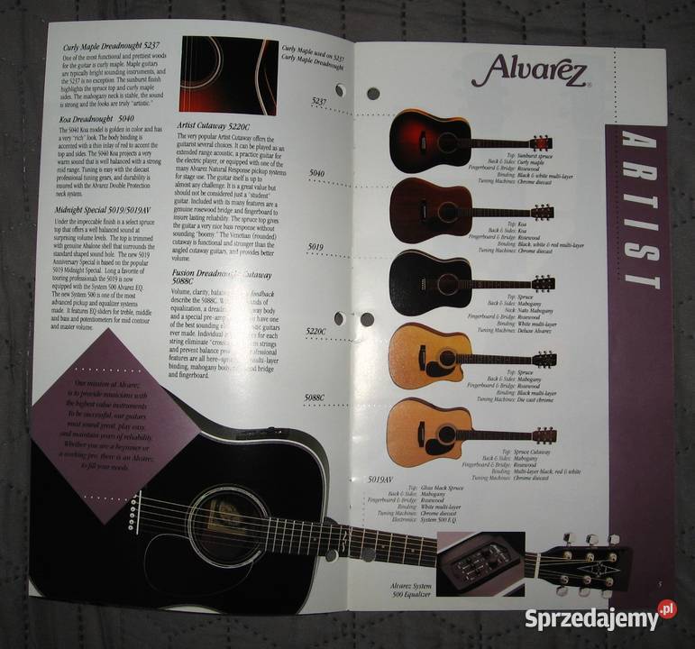 Alvarez Acoustic Guitars Catalog List katalog Gitary i akcesoria