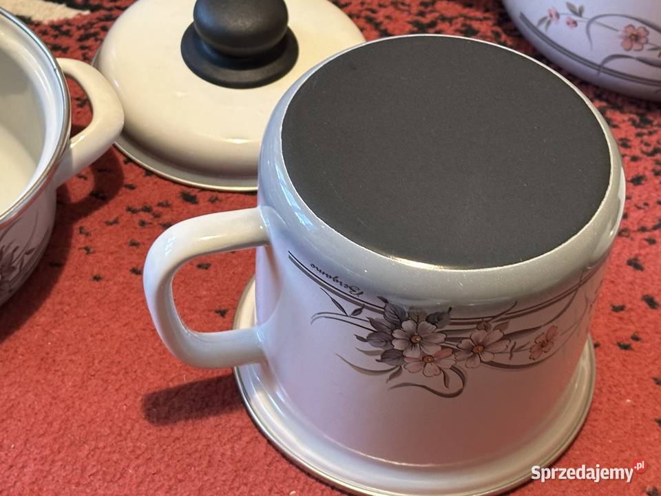 kpl garnków emaliowanych nowy PRL Pozostałe Łęczyca