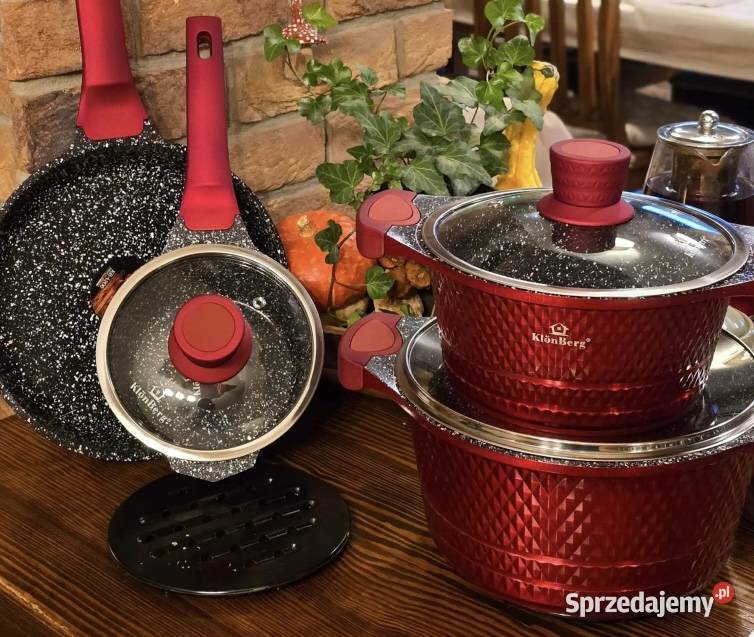 309 Garnki lakierowane czerwone Modern Zabrze