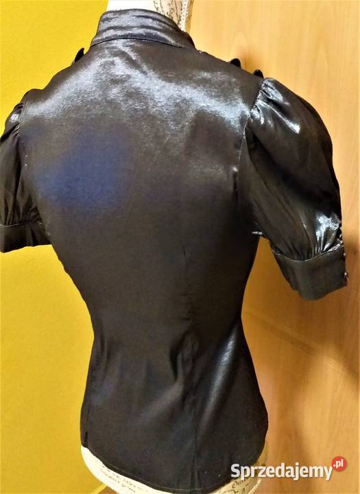 Srebrzysto czarna elegancka bluzka wyjściowa czarny Katowice