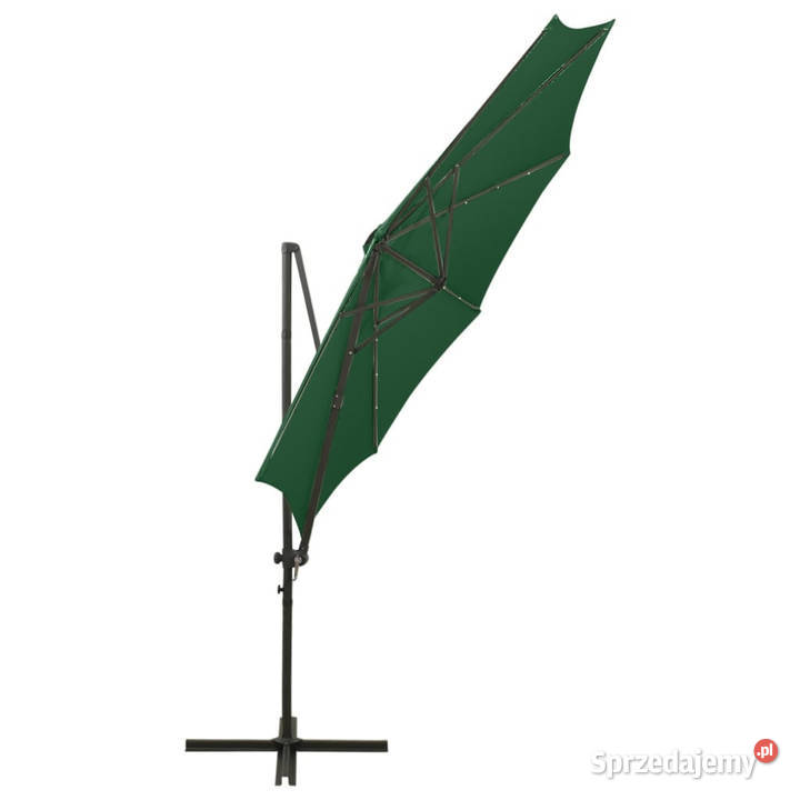 Parasol wiszący z LED i słupkiem zielony 300 Warszawa