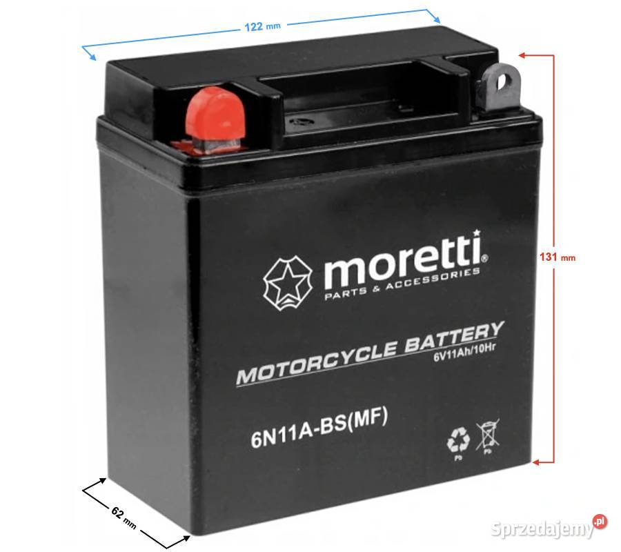 Akumulator Motocyklowy AGM 6V 6N11ABS 11Ah 120A Układ elektryczny, zapłon