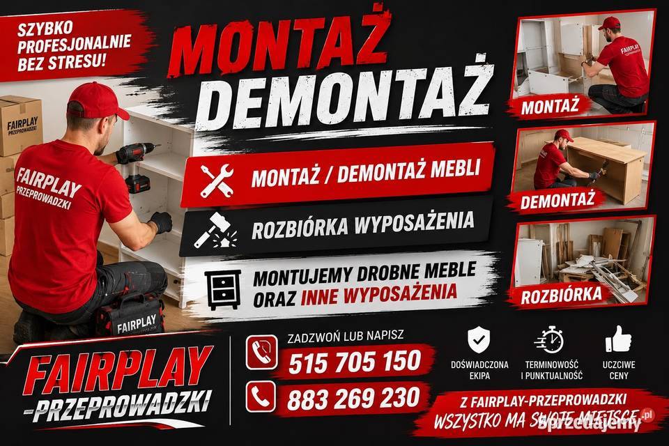 MONTAŻ I DEMONTAŻ MEBLI I WYPOSAŻENIA wnoszenie