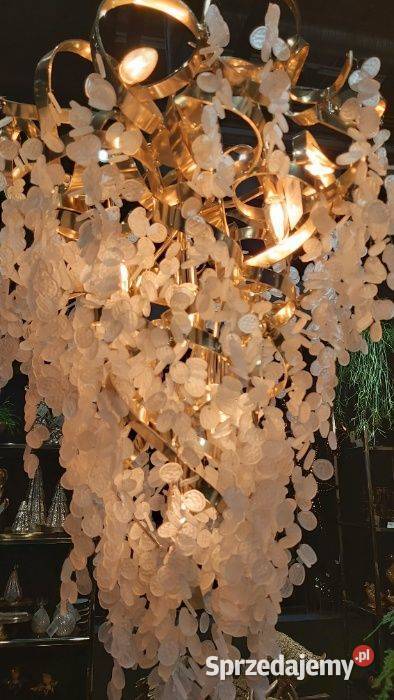 Luksusowy Żyrandol szkło z metaloplastyką Lodowe Szczecin