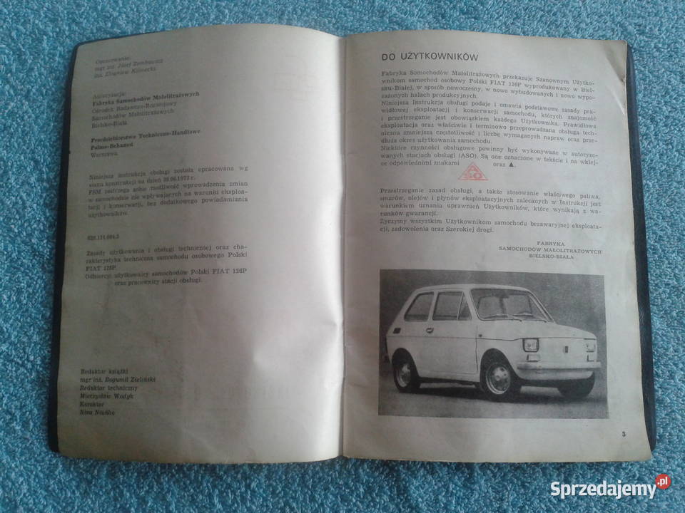 instrukcja obsługi samochodu FIAT 126p 1973 Chełm sprzedam