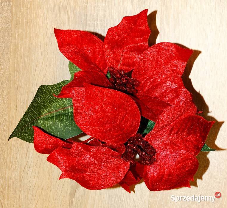 Ozdoba świąteczna sztuczny kwiat w doniczce