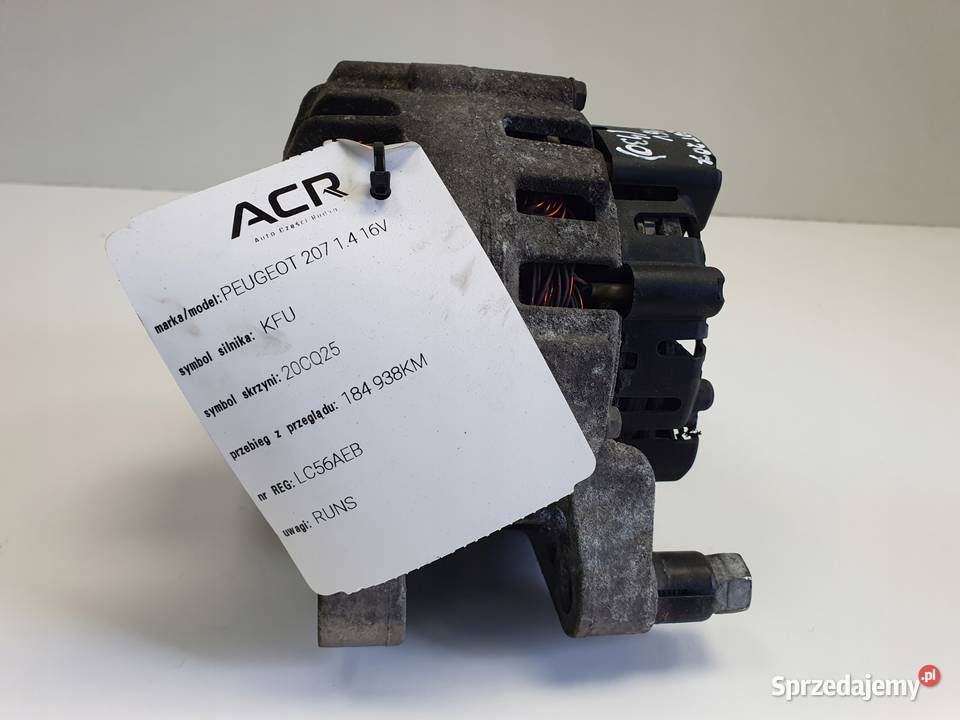 ALTERNATOR Peugeot 207 14 16V 9656956280 valeo lubelskie Rudka