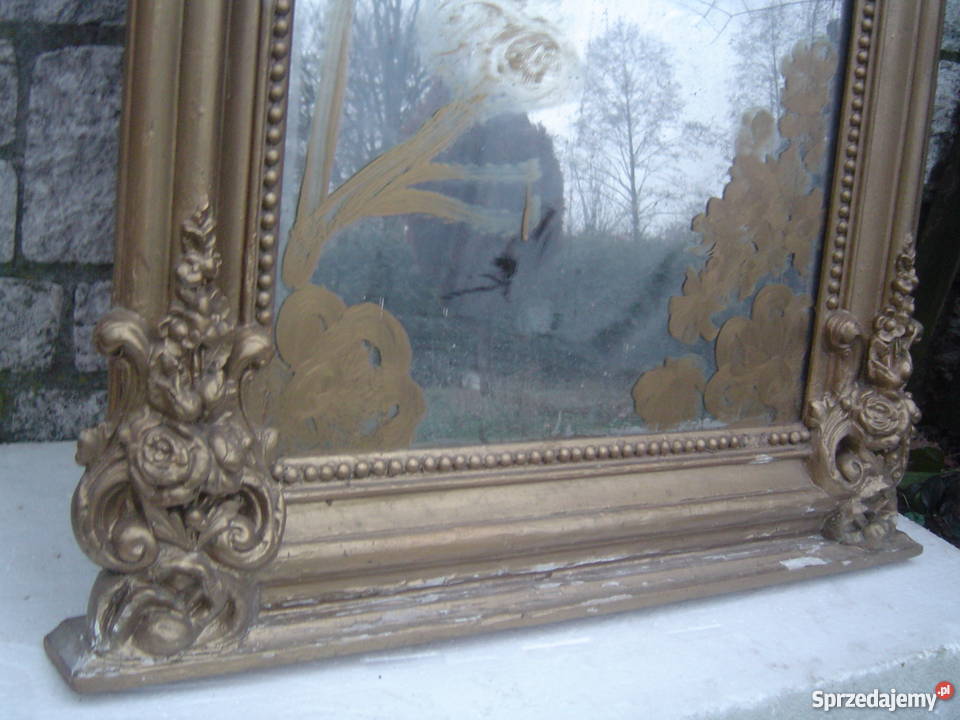 Antyczne duże lustro w zabytkowej ramie Wrocław